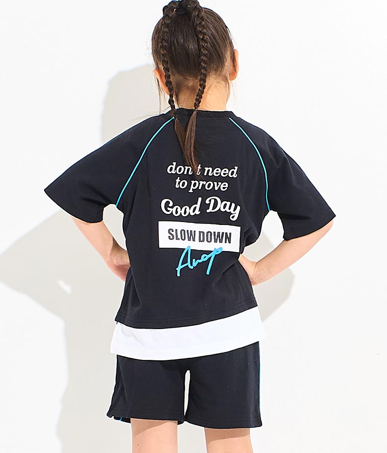 カラー パイピング ラグラン Tシャツ 【セットアップ着用可】 423-3312