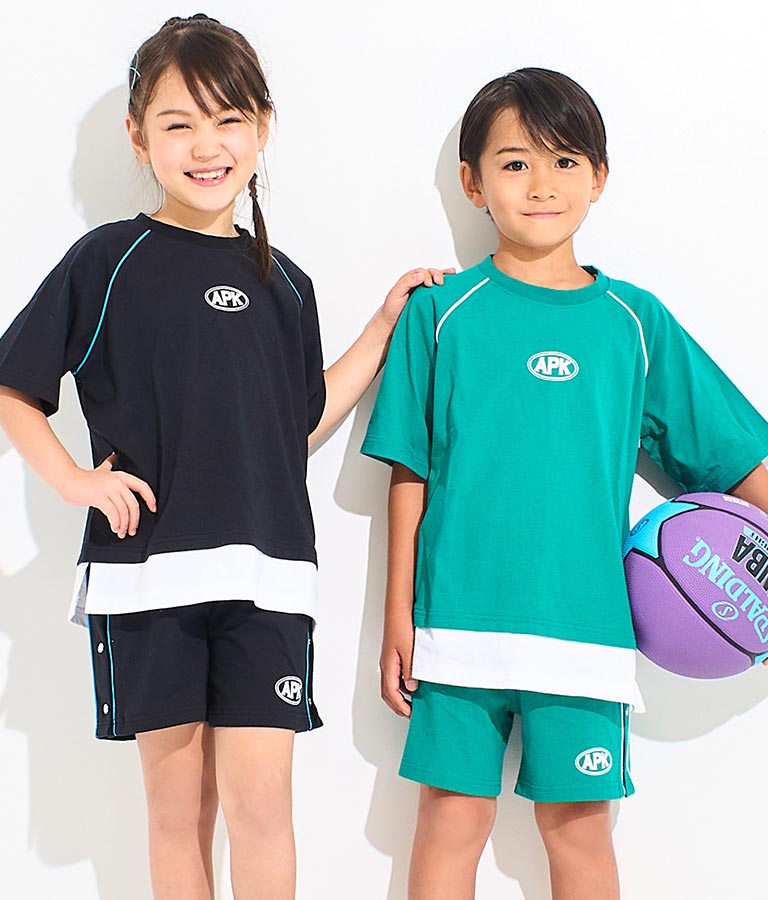 カラー パイピング ラグラン Tシャツ 【セットアップ着用可】 423-3312