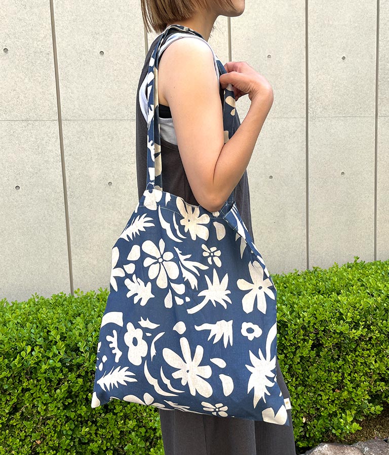 アート フラワー柄 リネンタッチ トート バッグ 859-5899