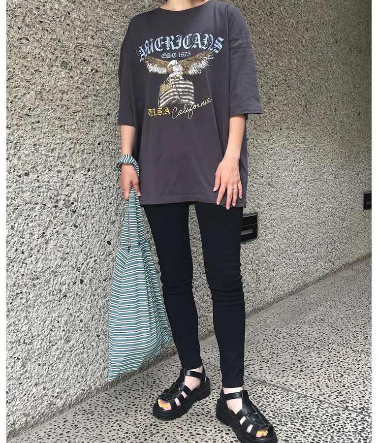 イーグル プリント コットン ビッグ Tシャツ 853-5861