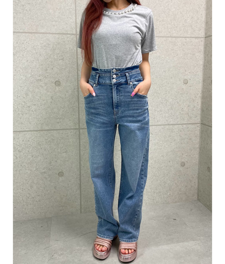 パール ネック Tシャツ 523-6846