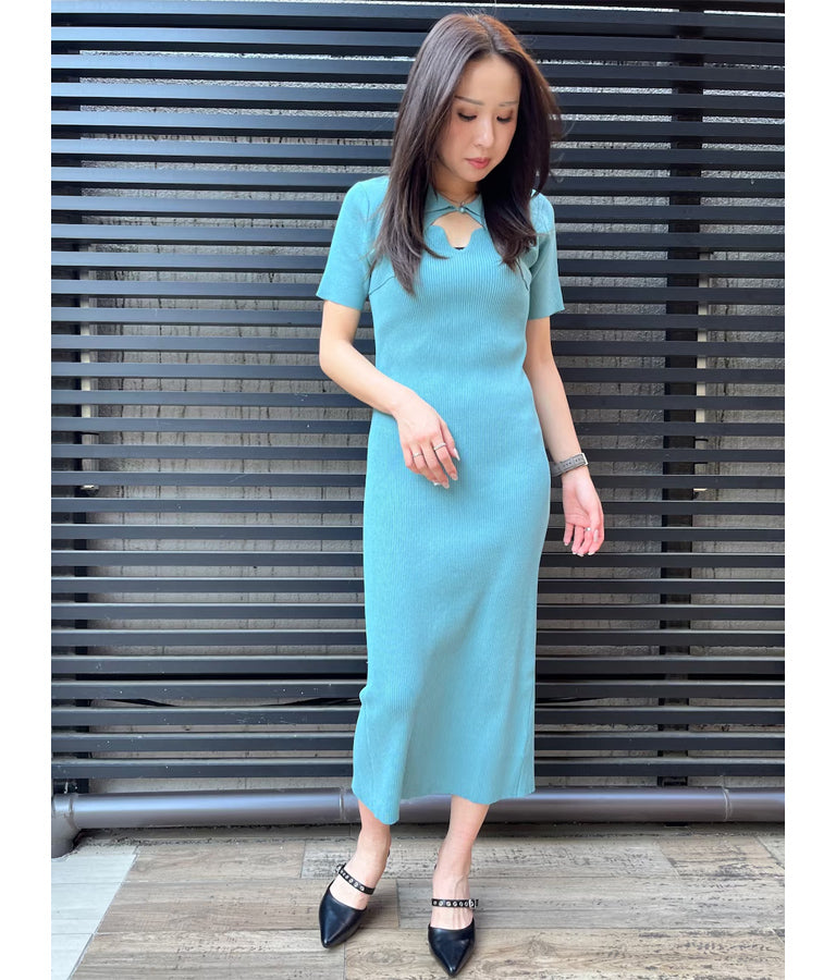 ポロカラー ボレロ ハートネック ワンピース アンサンブル セット 158-5575