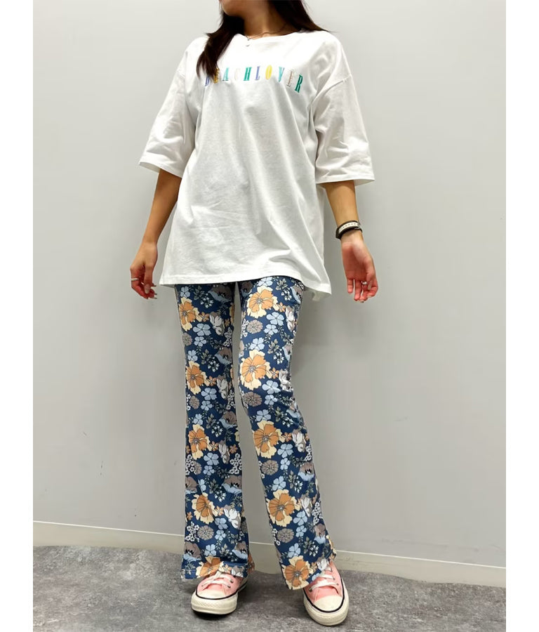 カラフル刺繍 ハートポイント コットン ビッグ Tシャツ 853-5862