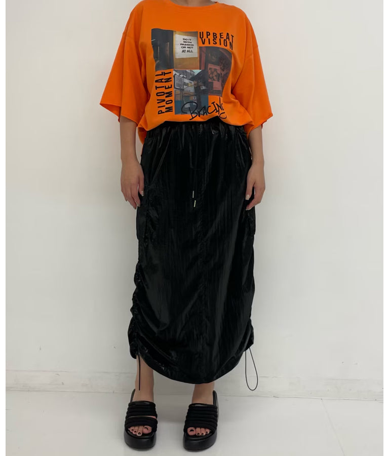 メタリック タフタ サイド シャーリング ロング スカート 151-5571