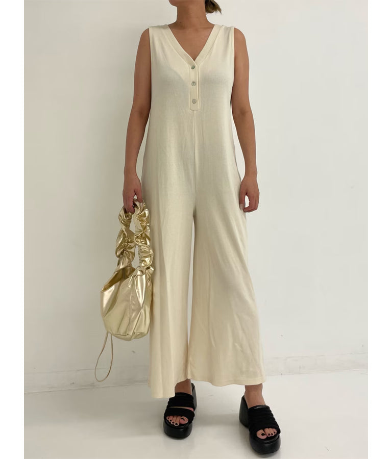 シェルボタン リブ リラックス オールインワン 857-5886