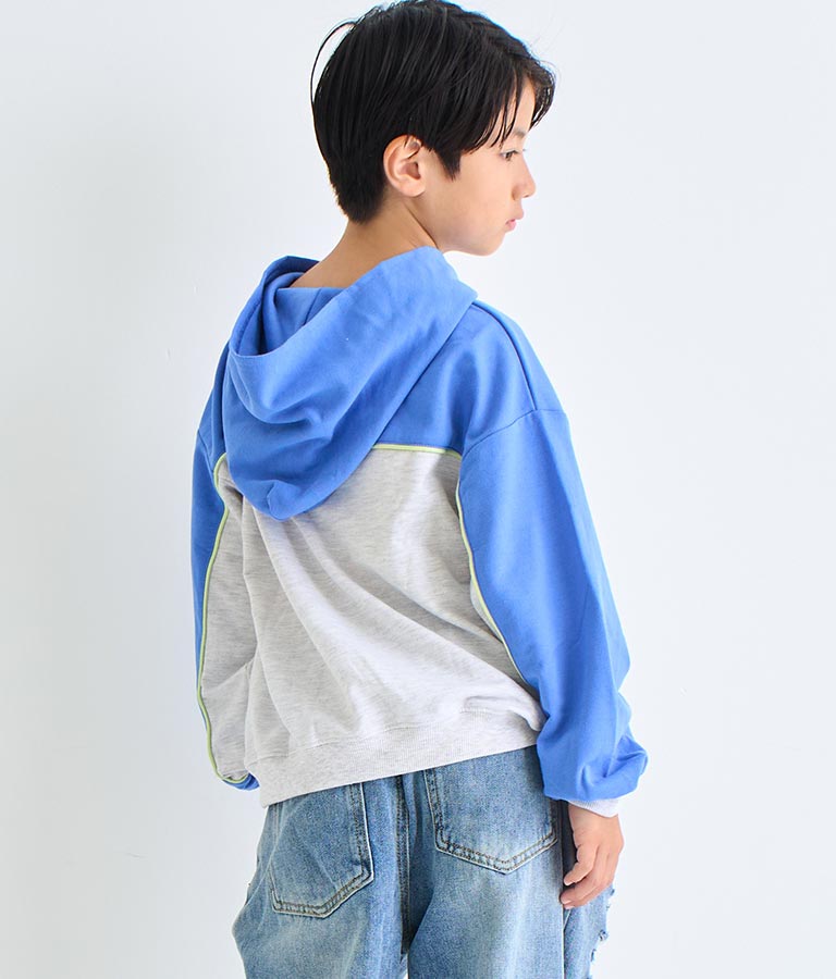 配色ミニ裏毛フーディ【親子お揃い】 423-3131