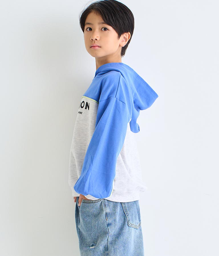 配色ミニ裏毛フーディ【親子お揃い】 423-3131