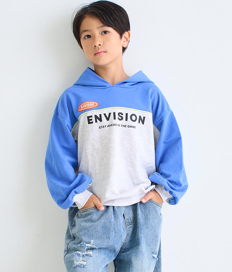 配色ミニ裏毛フーディ【親子お揃い】 423-3131