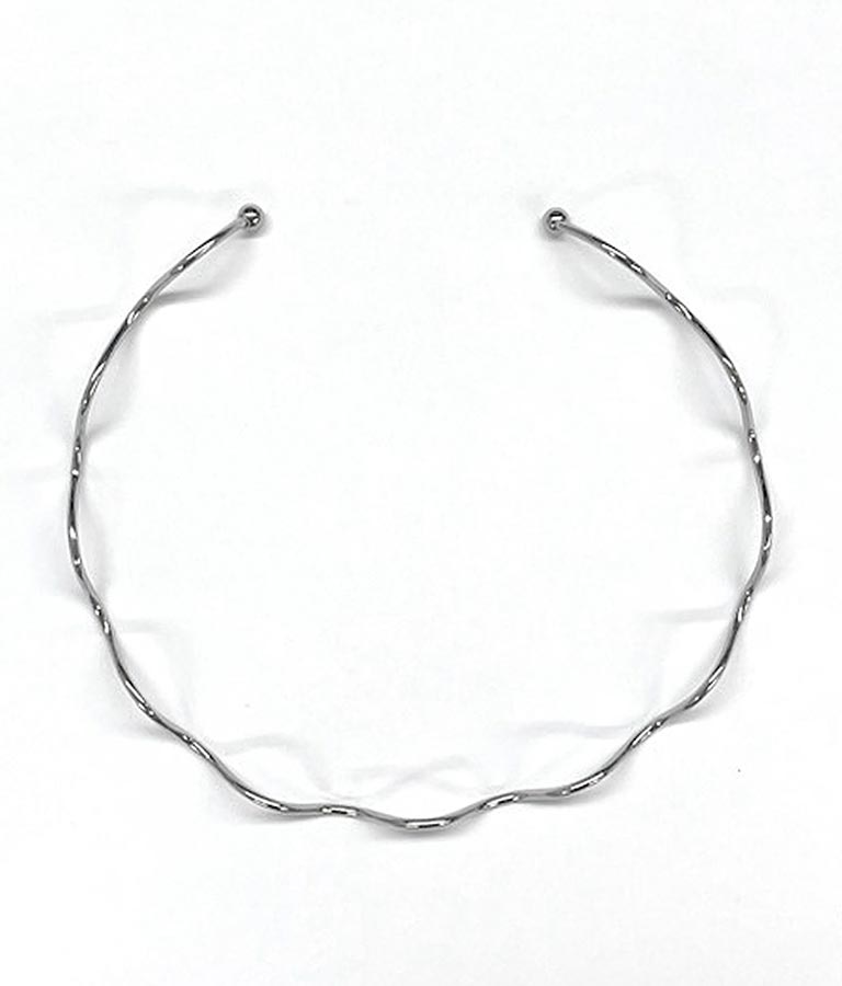 金属アレルギー対応 ステンレス ウェーブ デザイン ネックカフ 369-9532