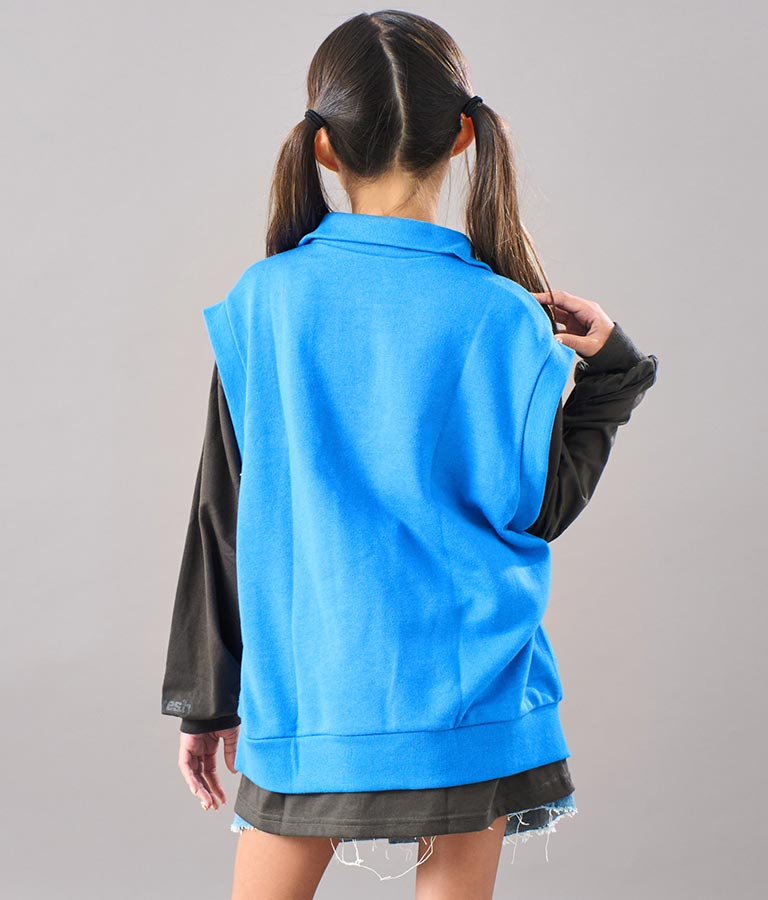 R+S ハーフジップ 裏毛 ベスト × ロングTシャツ セット 918-7355