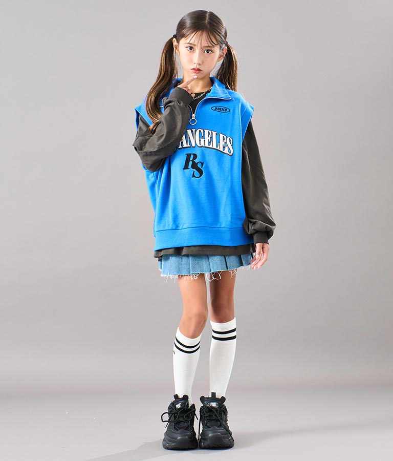 R+S ハーフジップ 裏毛 ベスト × ロングTシャツ セット 918-7355