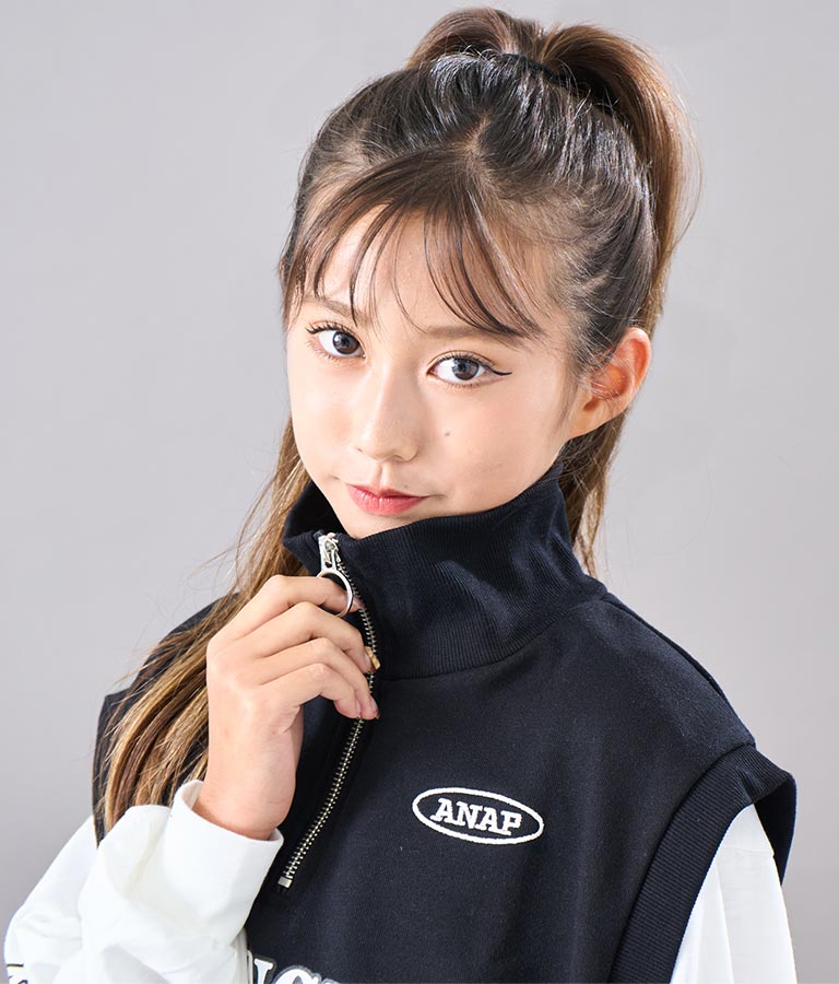 R+S ハーフジップ 裏毛 ベスト × ロングTシャツ セット 918-7355