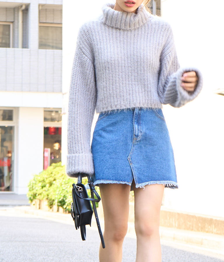 モヘアタッチ オフタートル ニット トップス 493-2590
