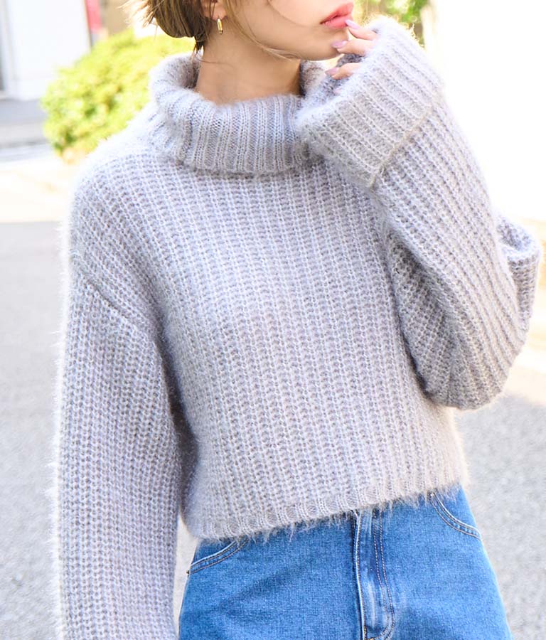 モヘアタッチ オフタートル ニット トップス 493-2590