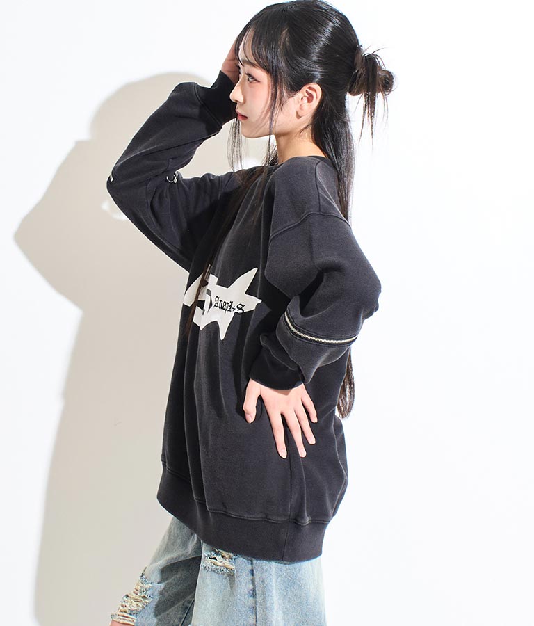 ANAP R+S【リラスポ】 ヴィンテージ 加工 ジップ スウェット トップス (ユニセックス アイテム) 913-7564