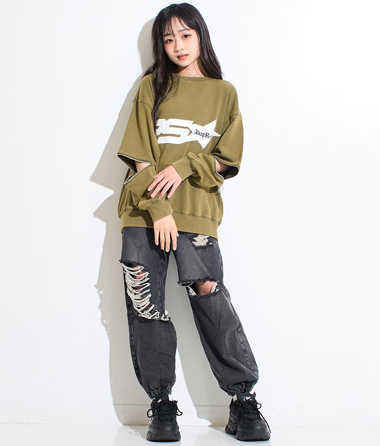 ANAP R+S【リラスポ】 ヴィンテージ 加工 ジップ スウェット トップス (ユニセックス アイテム) 913-7564