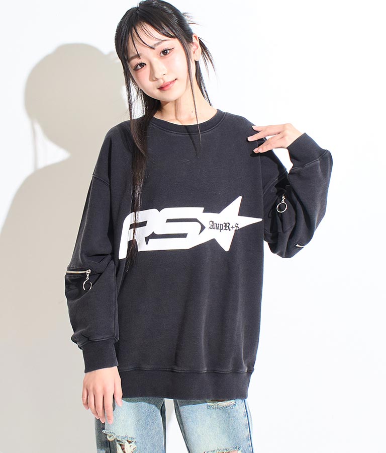 ANAP R+S【リラスポ】 ヴィンテージ 加工 ジップ スウェット トップス (ユニセックス アイテム) 913-7564