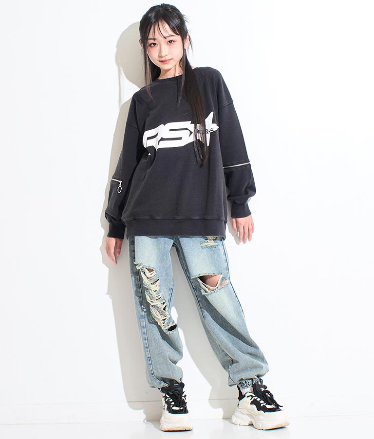 ANAP R+S【リラスポ】 ヴィンテージ 加工 ジップ スウェット トップス (ユニセックス アイテム) 913-7564