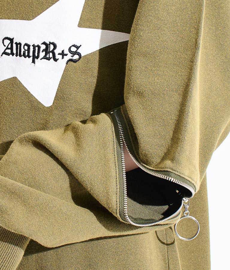 ANAP R+S【リラスポ】 ヴィンテージ 加工 ジップ スウェット トップス (ユニセックス アイテム) 913-7564