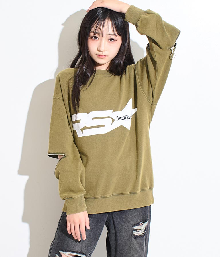 ANAP R+S【リラスポ】 ヴィンテージ 加工 ジップ スウェット トップス (ユニセックス アイテム) 913-7564