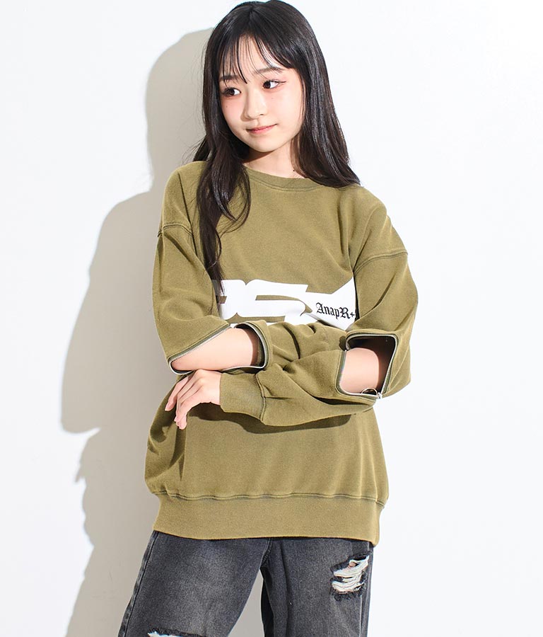 ANAP R+S【リラスポ】 ヴィンテージ 加工 ジップ スウェット トップス (ユニセックス アイテム) 913-7564