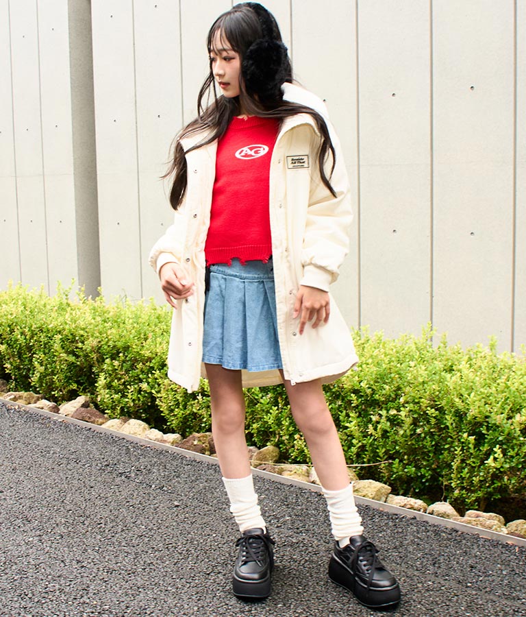 エコクラウド 衿裏フェイクファー 中綿 コート 916-7232