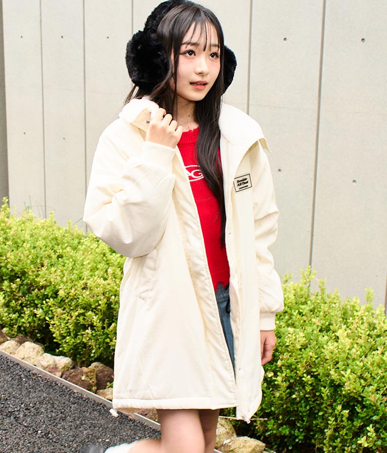エコクラウド 衿裏フェイクファー 中綿 コート 916-7232