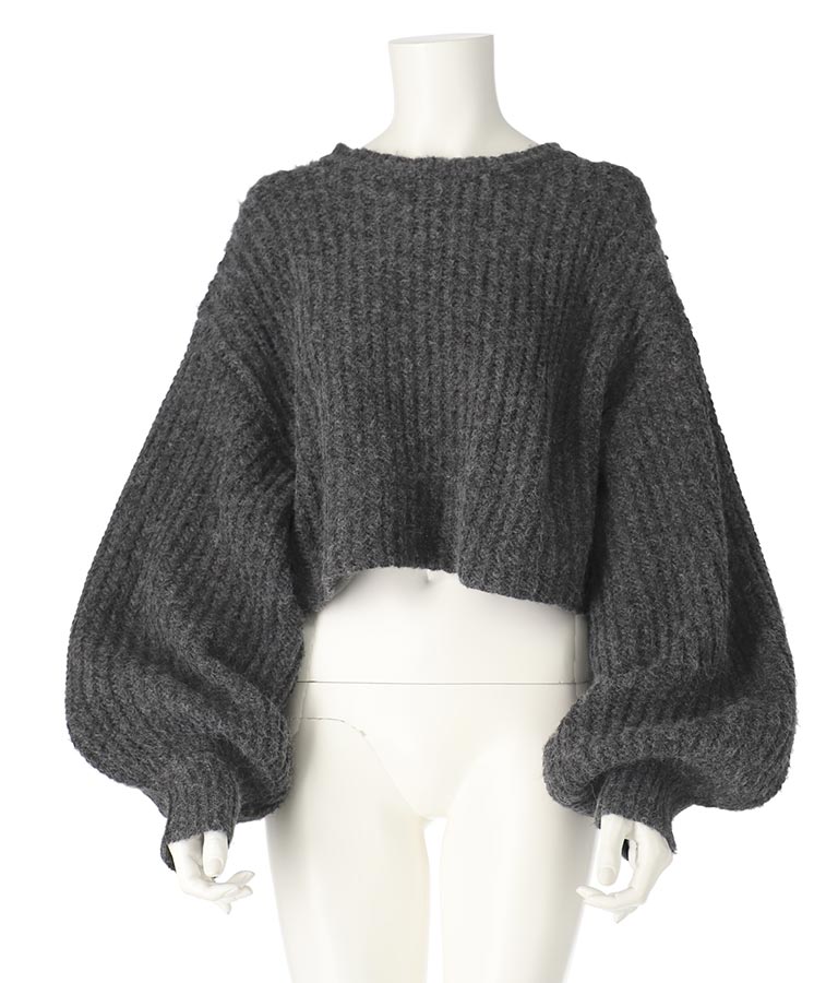 アパルカタッチ ボリュームスリーブ クロップド ニット プルオーバー 363-9546