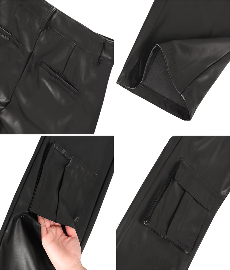 ITALY フェイクレザー カーゴ パンツ 392-2925