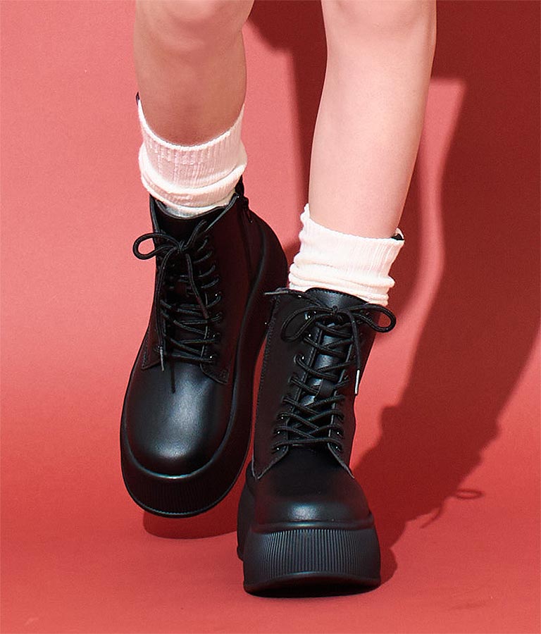 【ティーンズライン】レースアップ 厚底 ブーツ 919-7557