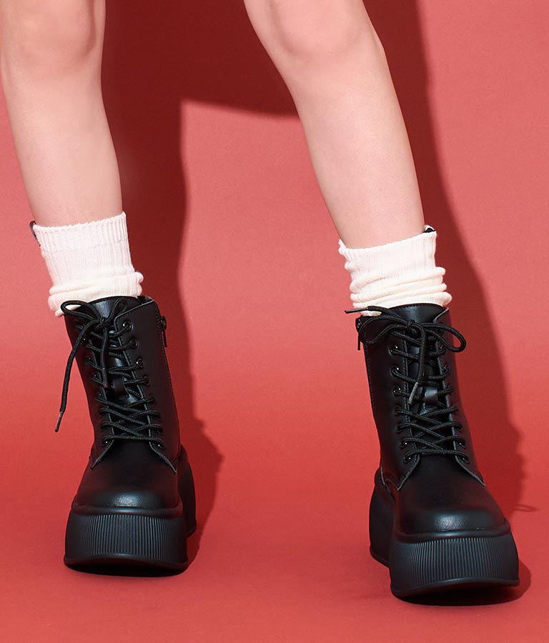 【ティーンズライン】レースアップ 厚底 ブーツ 919-7557
