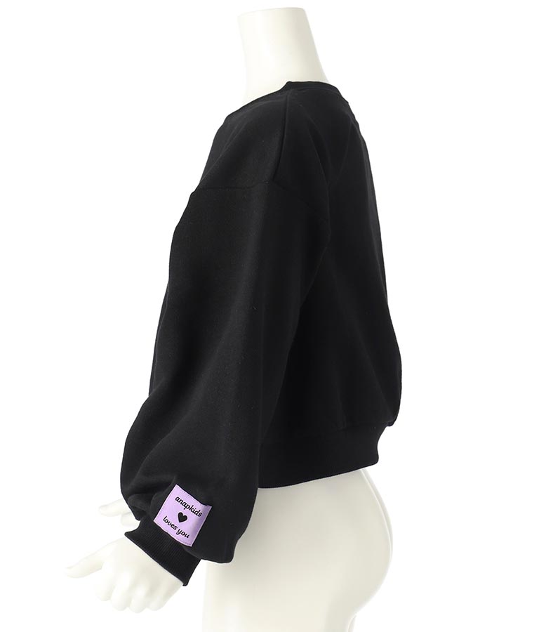 ツイード ワッペン 裏毛 長袖 スウェット トレーナー【セットアップ着用可】 423-3337