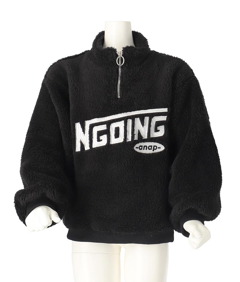 リング ハーフジップ ボア 長袖 トレーナー 423-3335