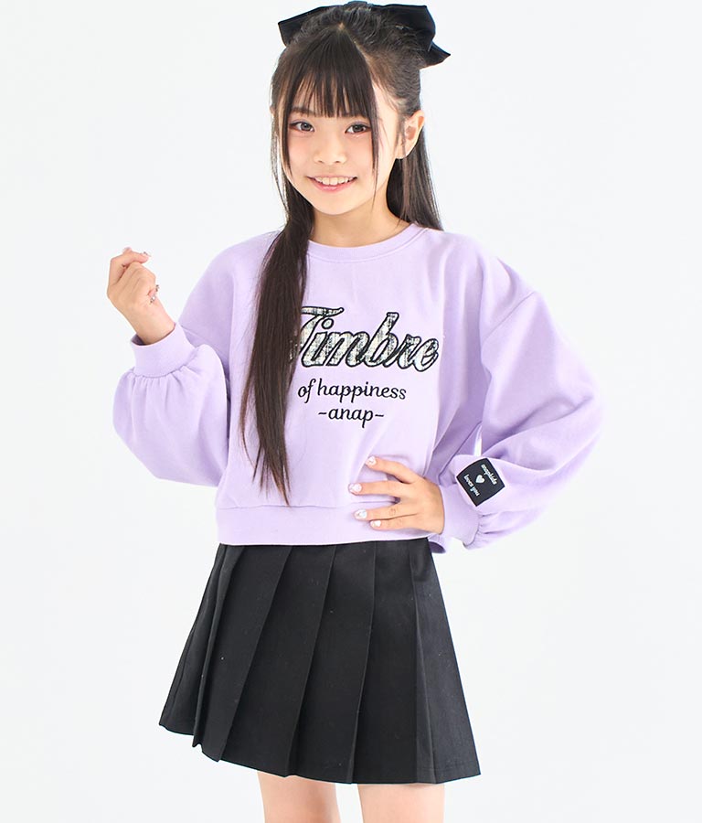 ツイード ワッペン 裏毛 長袖 スウェット トレーナー【セットアップ着用可】 423-3337