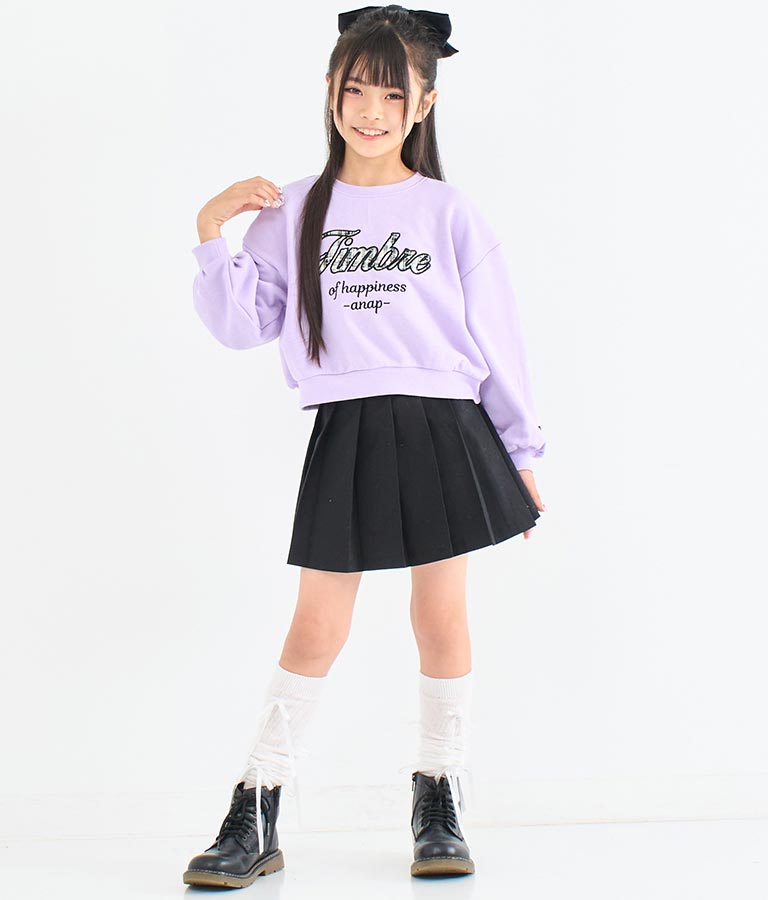 ツイード ワッペン 裏毛 長袖 スウェット トレーナー【セットアップ着用可】 423-3337