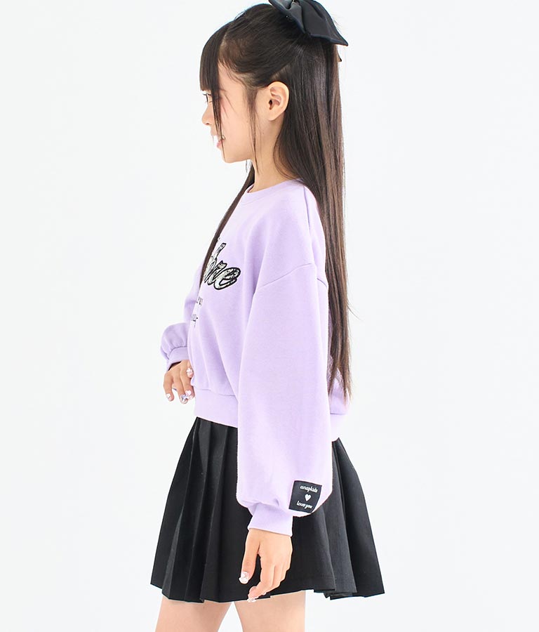 ツイード ワッペン 裏毛 長袖 スウェット トレーナー【セットアップ着用可】 423-3337