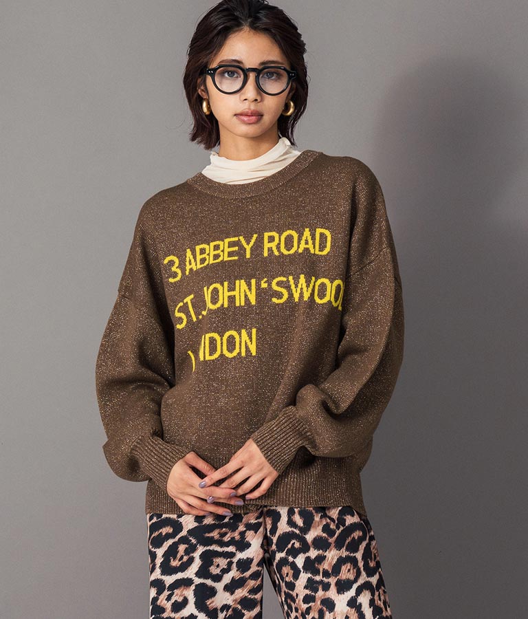 ラメ ジャガード ロゴ ニット 2WAY プルオーバー 363-9482
