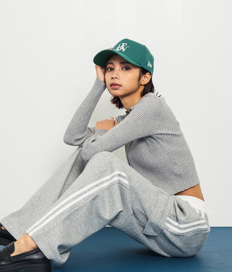 ダブルジップ 襟付き リブ ニット トップス 153-5587