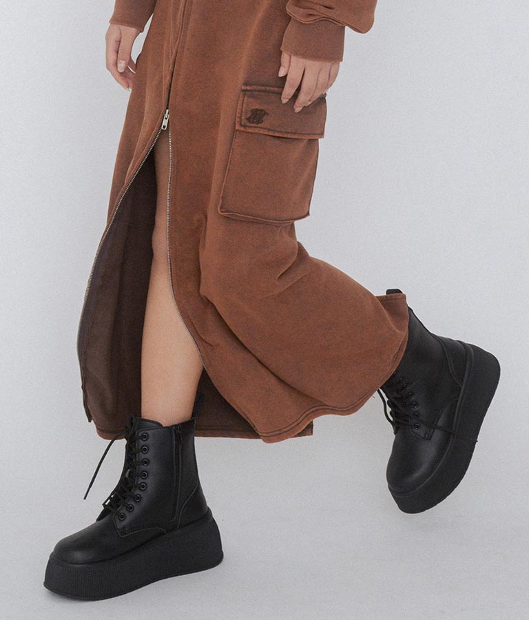 【ティーンズライン】レースアップ 厚底 ブーツ 919-7557