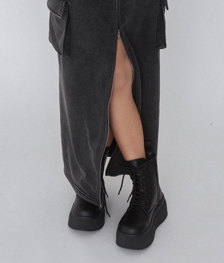 【ティーンズライン】レースアップ 厚底 ブーツ 919-7557