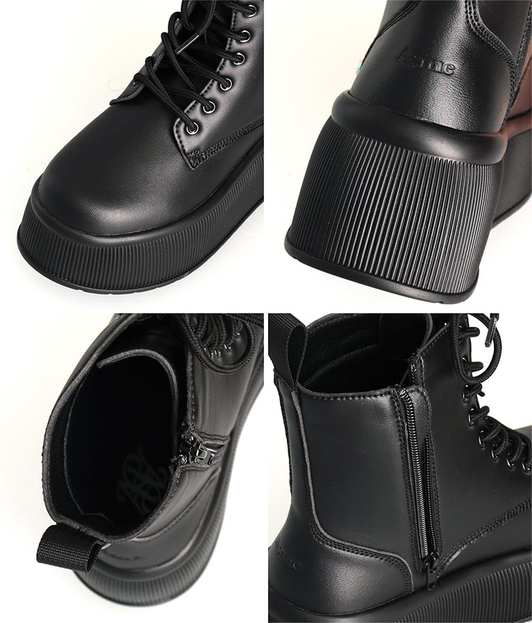 【ティーンズライン】レースアップ 厚底 ブーツ 919-7557