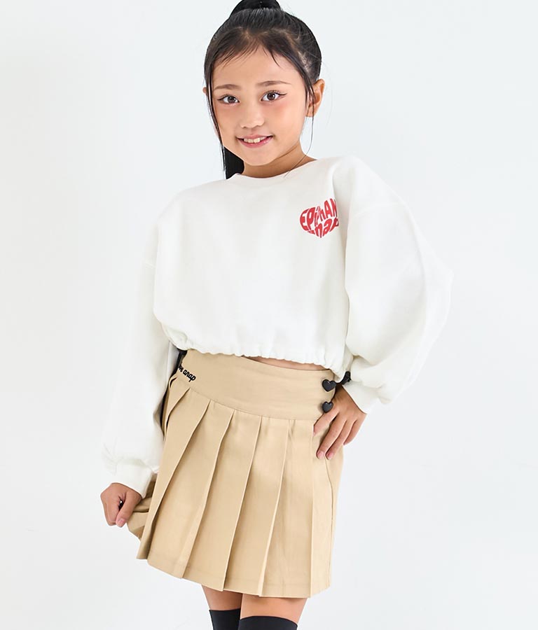 ハート ロゴ 裏起毛 クロップド プルオーバー【ジュニアお揃い】【親子お揃い】 423-3339