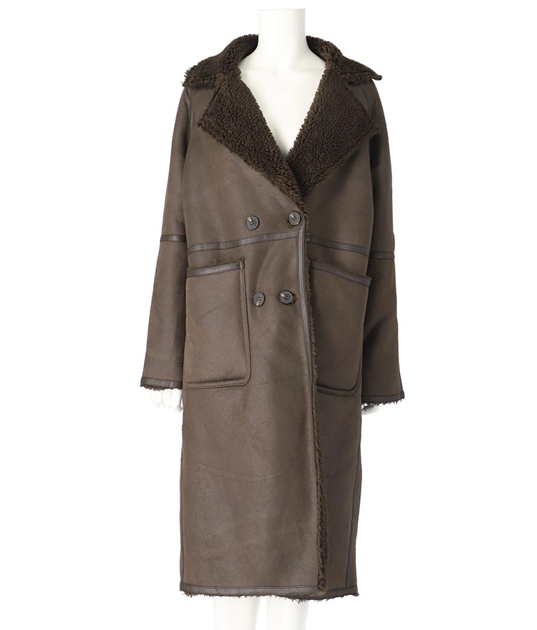 ITALY フェイク ムートン ロング コート 396-2929