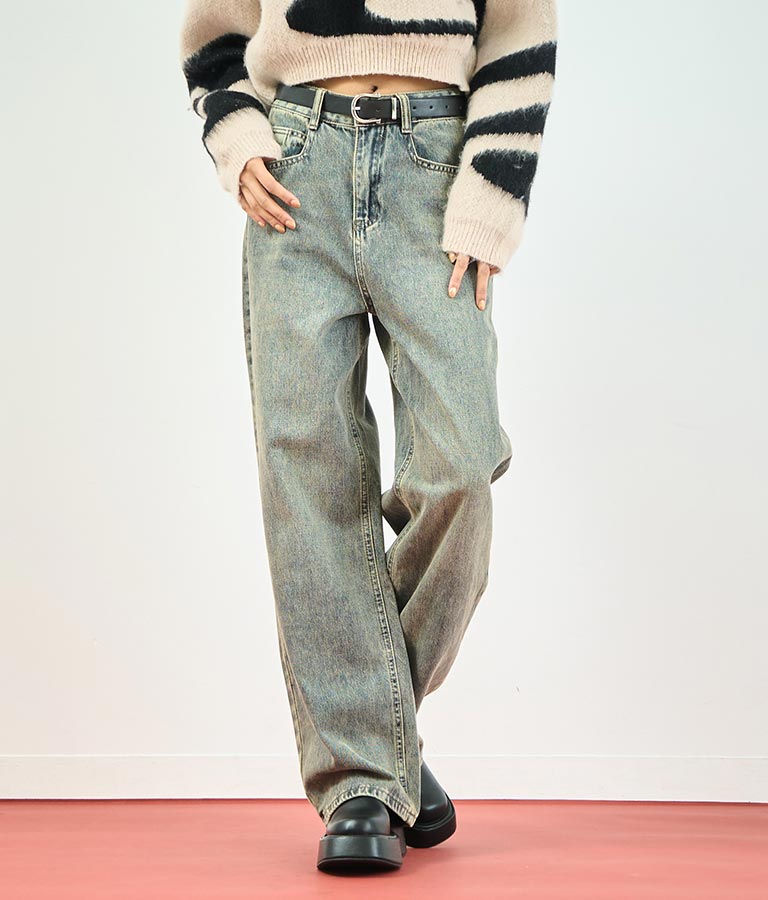 ヴィンテージ オーバーダイ 加工 ストレート デニム パンツ 152-5603