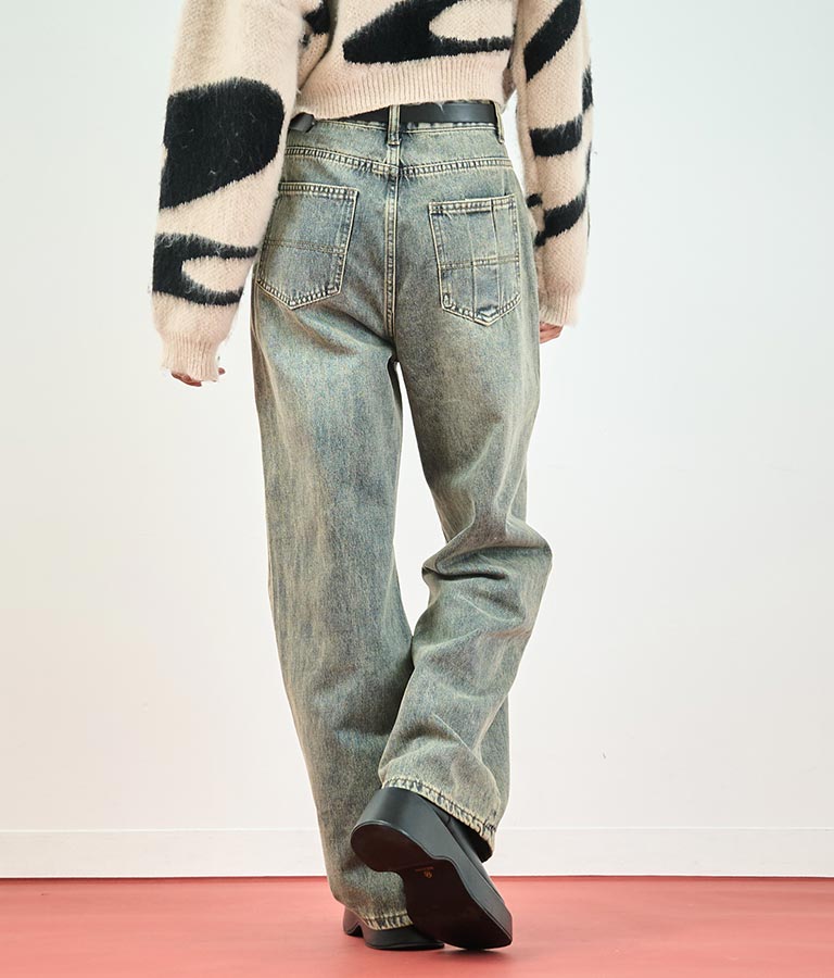ヴィンテージ オーバーダイ 加工 ストレート デニム パンツ 152-5603