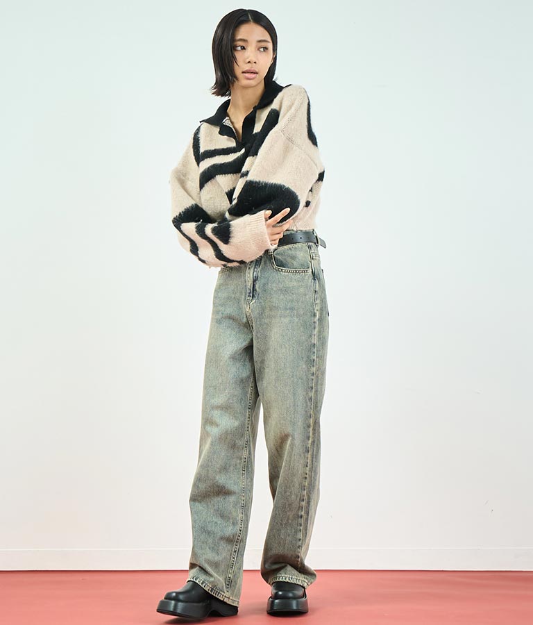 ヴィンテージ オーバーダイ 加工 ストレート デニム パンツ 152-5603