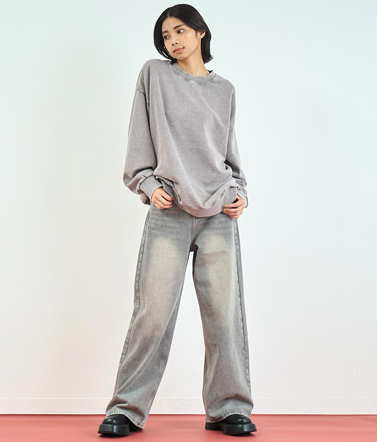 オーバーサイズ ピグメント スウェット 裏毛 トップス 153-5609