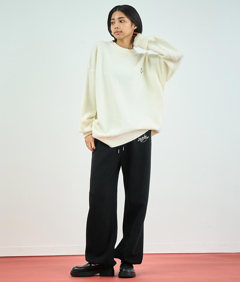 ワンポイント 刺繍カラー ニット トップス 153-5615