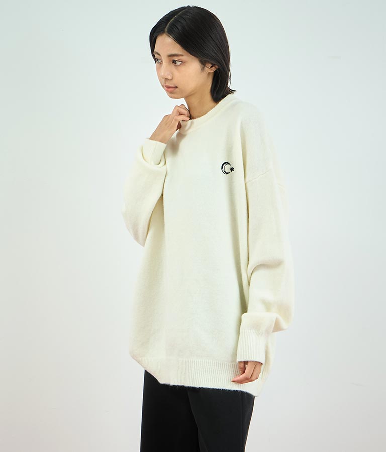 ワンポイント 刺繍カラー ニット トップス 153-5615