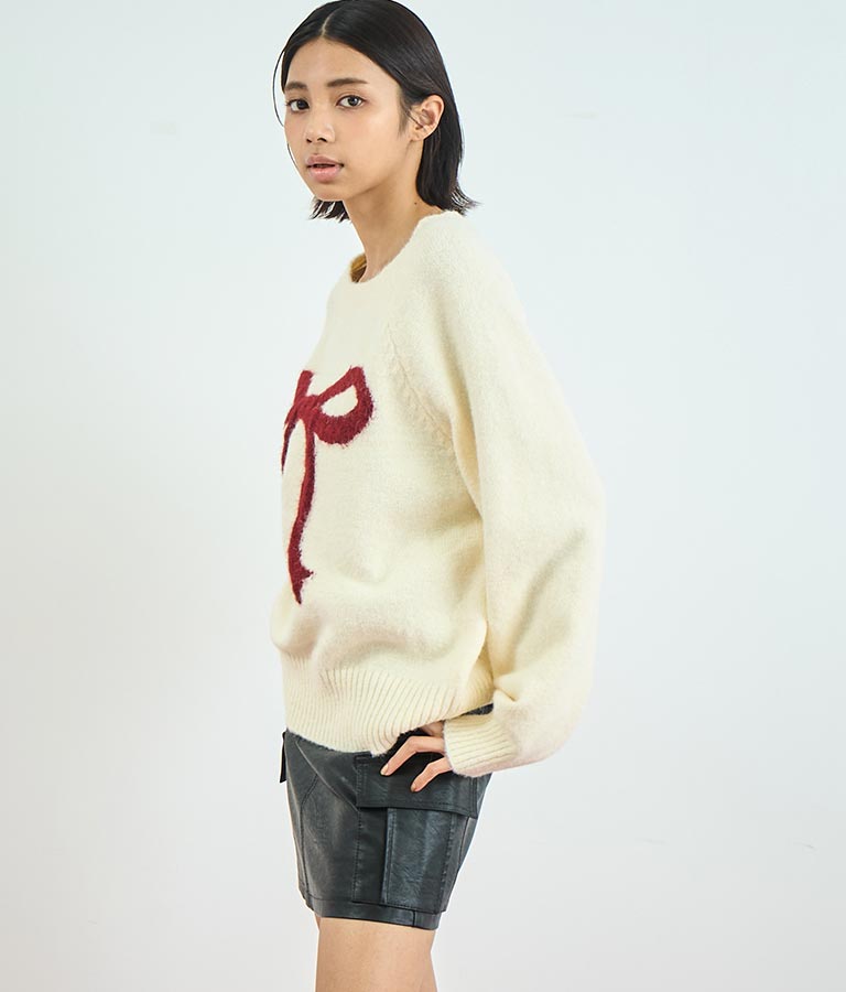リボン モチーフ ニット トップス 153-5635